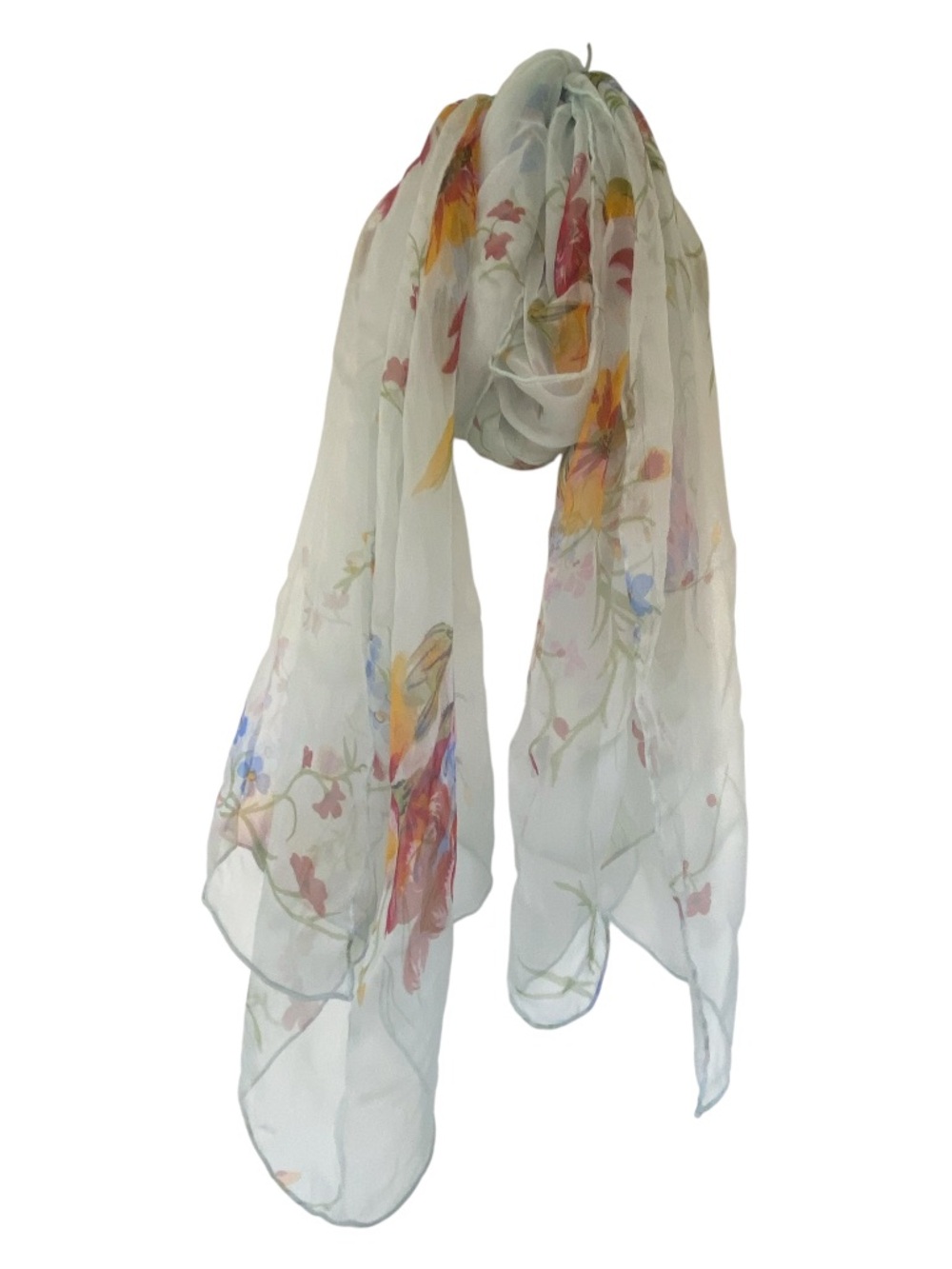 100% Silk Pastel Colors Floral Scar Veil